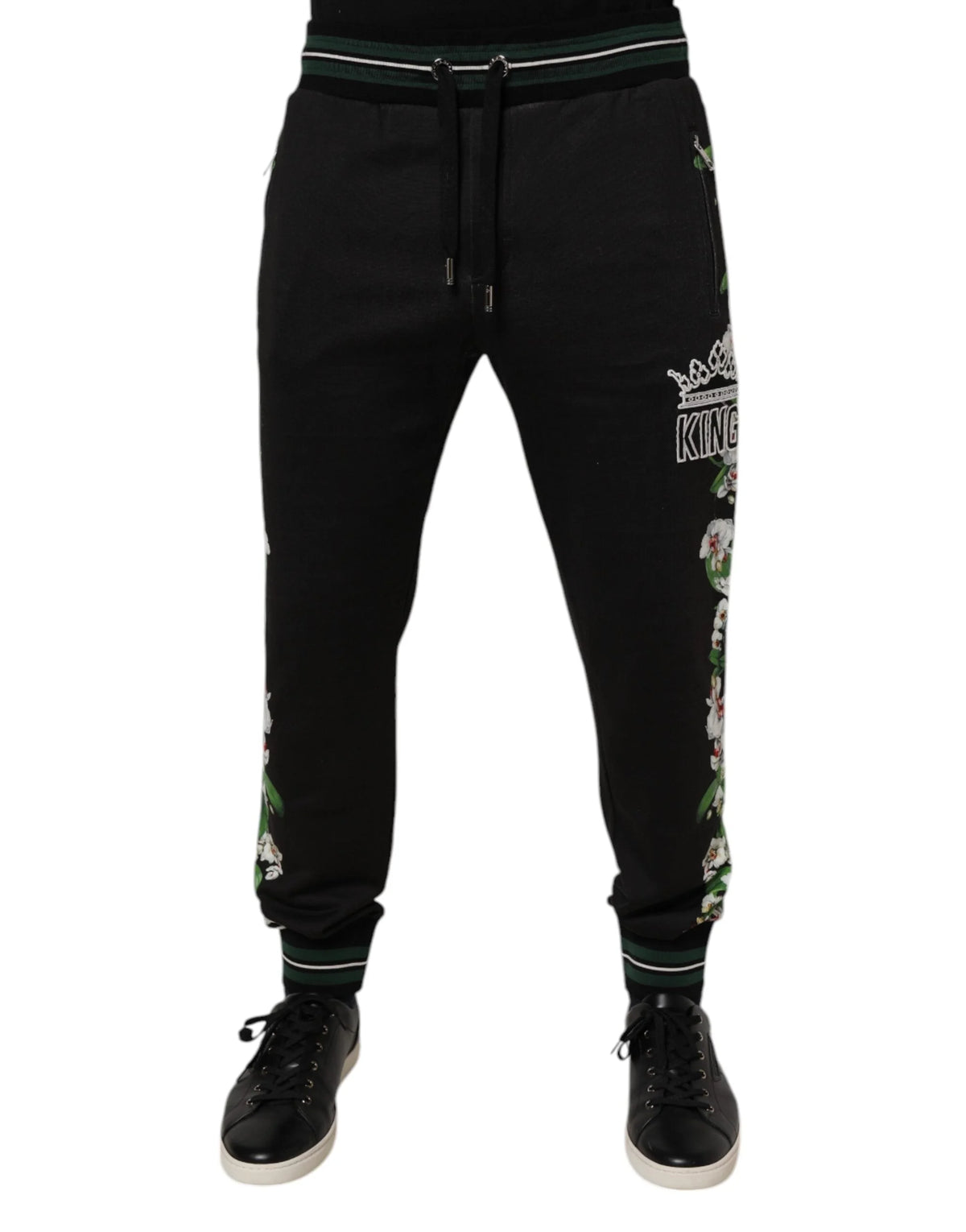 Dolce & Gabbana Black Floral King Men Jogger Sweatpants Pants - IT46 | S - Joggers