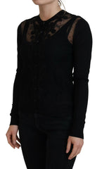 Dolce & Gabbana Black Floral Lace Button Cardigan Sweater - IT38|XS - Cardigans