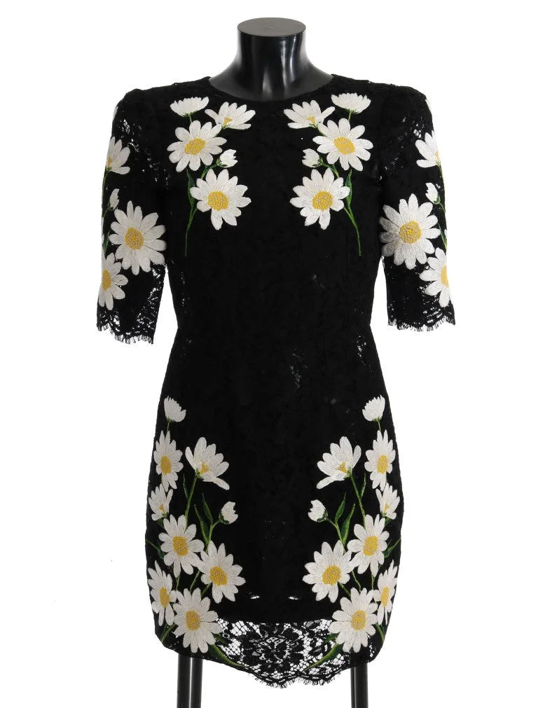 Dolce & Gabbana Black Floral Lace Chamomile Sicily Dress - IT36|XXS - Dresses