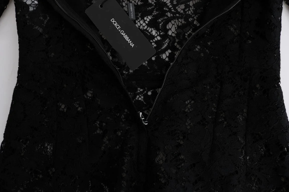 Dolce & Gabbana Black Floral Lace Chamomile Sicily Dress - IT36|XXS - Dresses