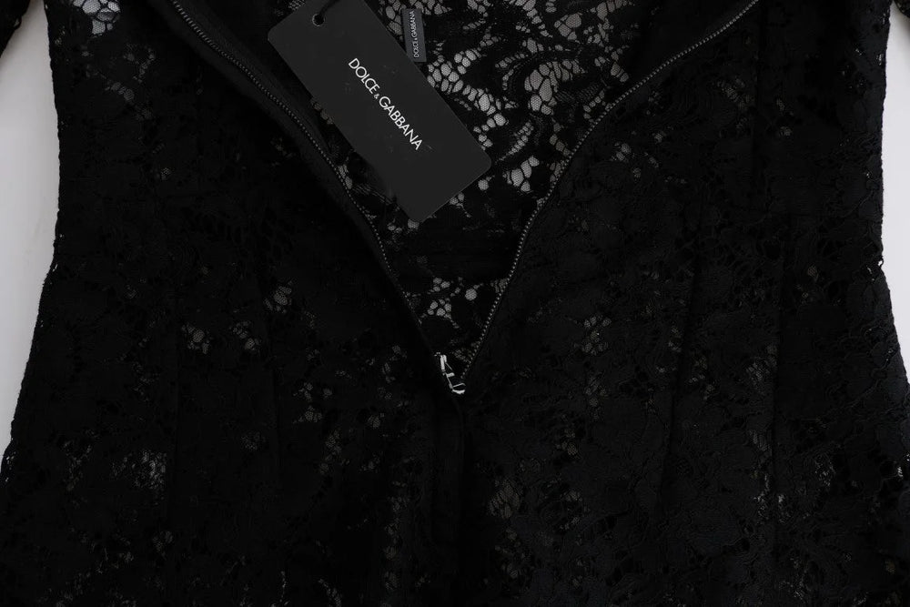 Dolce & Gabbana Black Floral Lace Chamomile Sicily Dress - IT36|XXS - Dresses