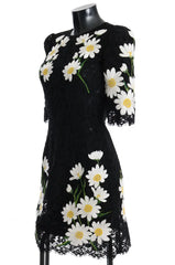 Dolce & Gabbana Black Floral Lace Chamomile Sicily Dress - IT36|XXS - Dresses