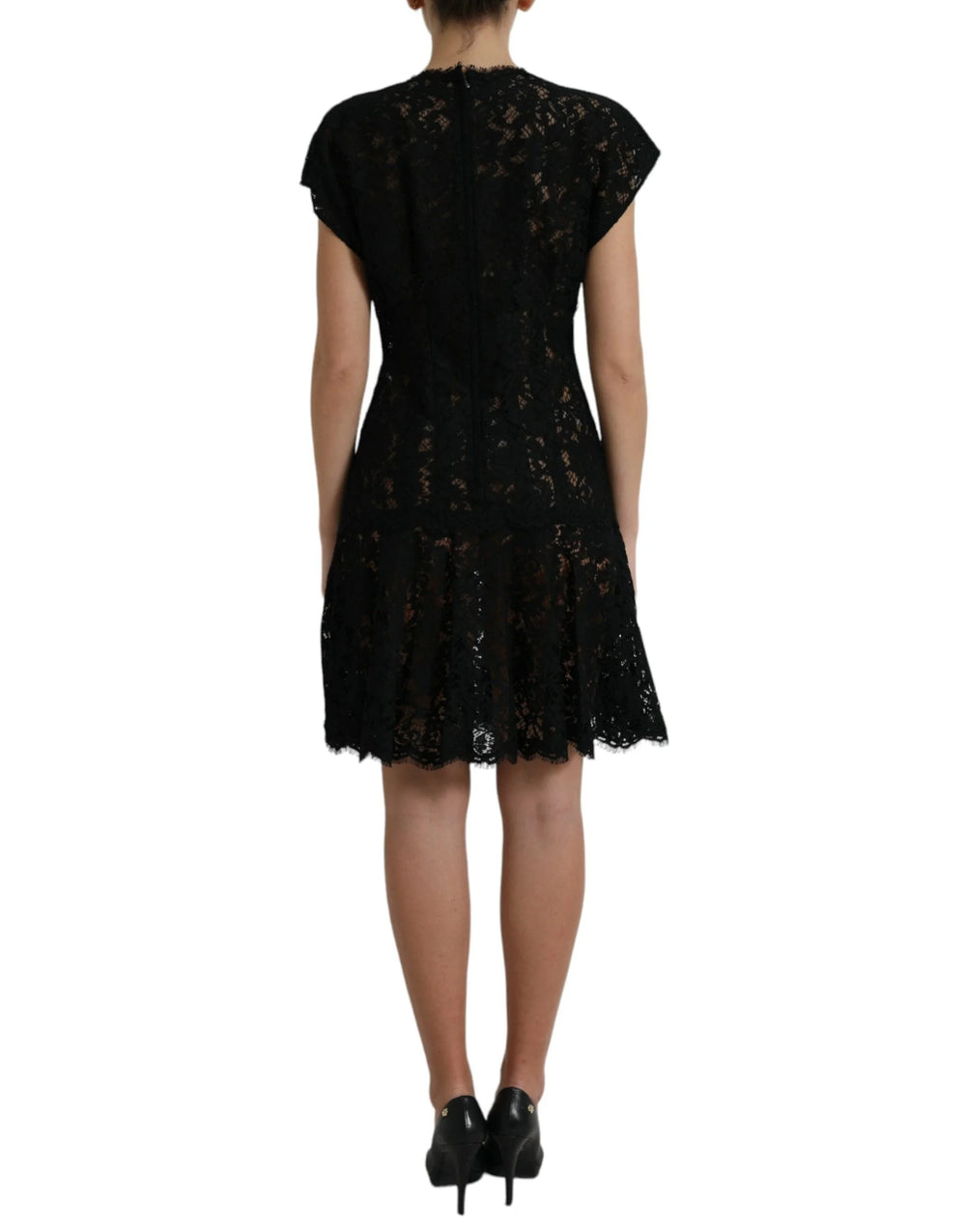 Dolce & Gabbana Black Floral Lace Cotton A-line Mini Dress - IT42|M - Dresses