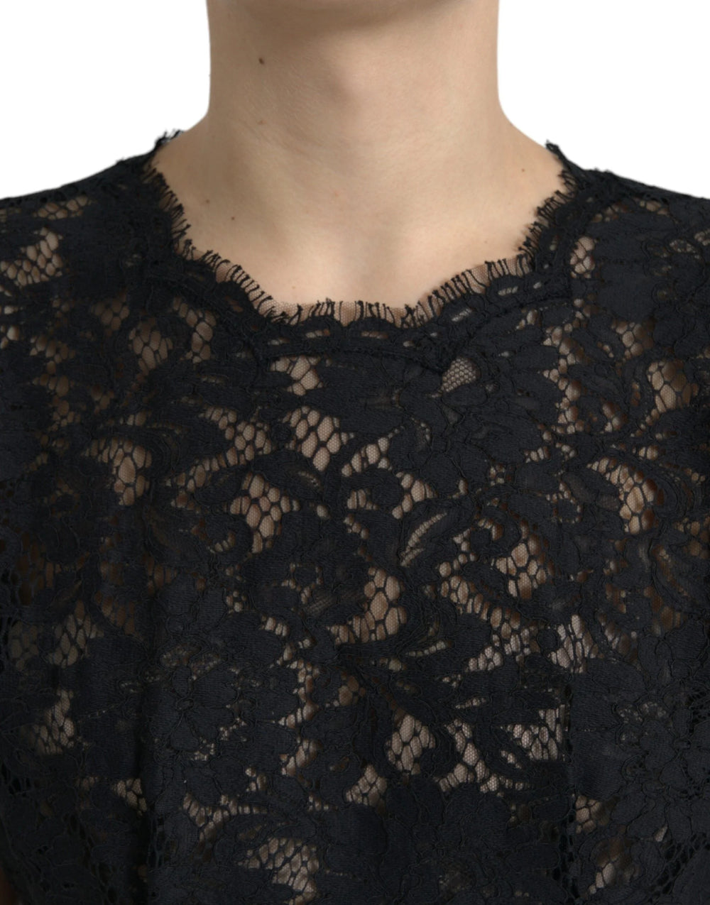 Dolce & Gabbana Black Floral Lace Cotton A-line Mini Dress - IT42|M - Dresses