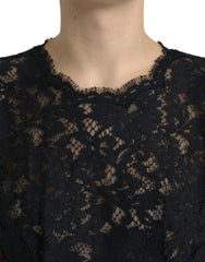 Dolce & Gabbana Black Floral Lace Cotton A-line Mini Dress - IT42|M - Dresses