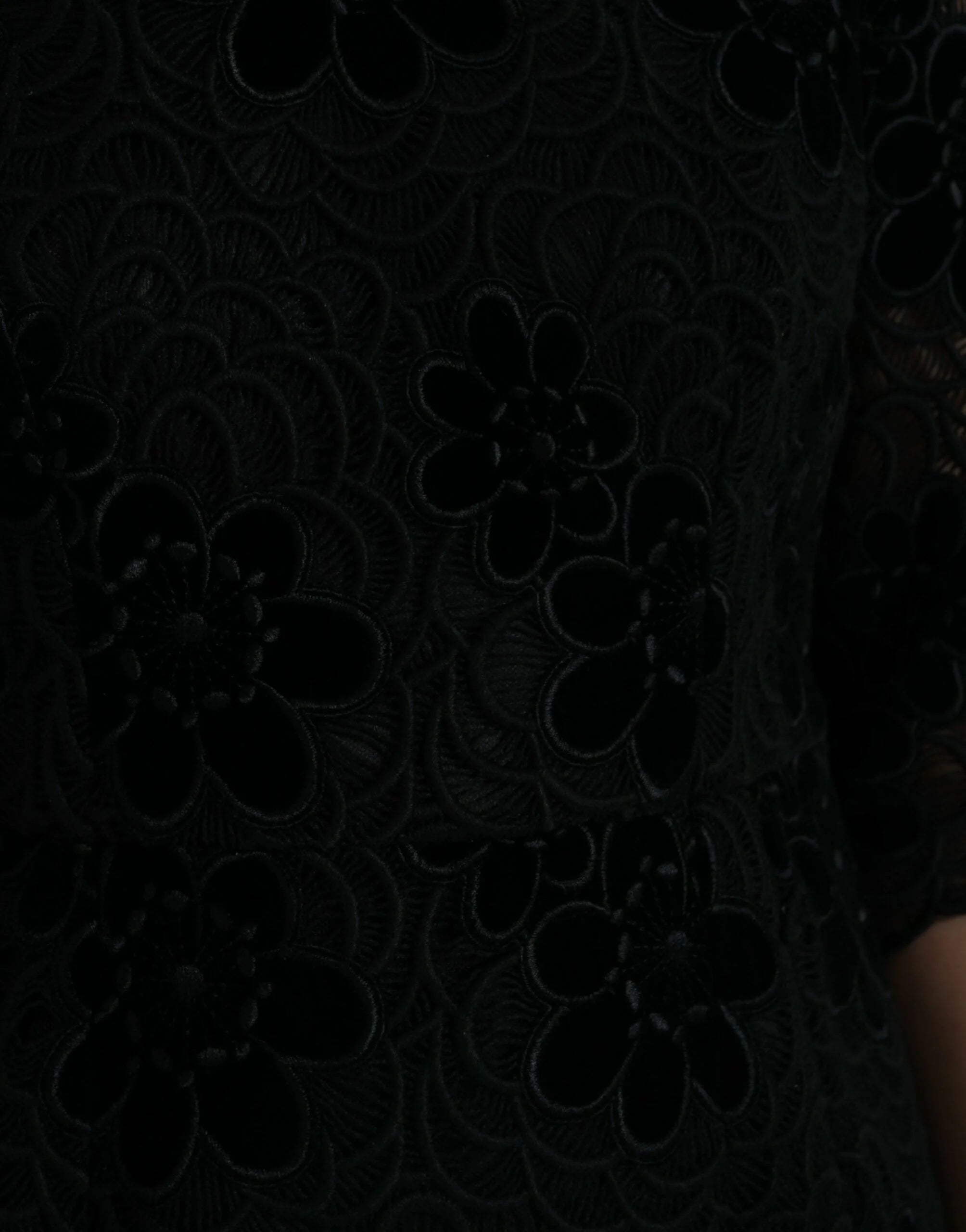 Dolce & Gabbana Black Floral Lace Cotton Bodycon Dress - IT40|S - Dresses