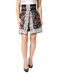 Dolce & Gabbana Black Floral Lace Cotton HighWaist Mini Skirt - IT40|S