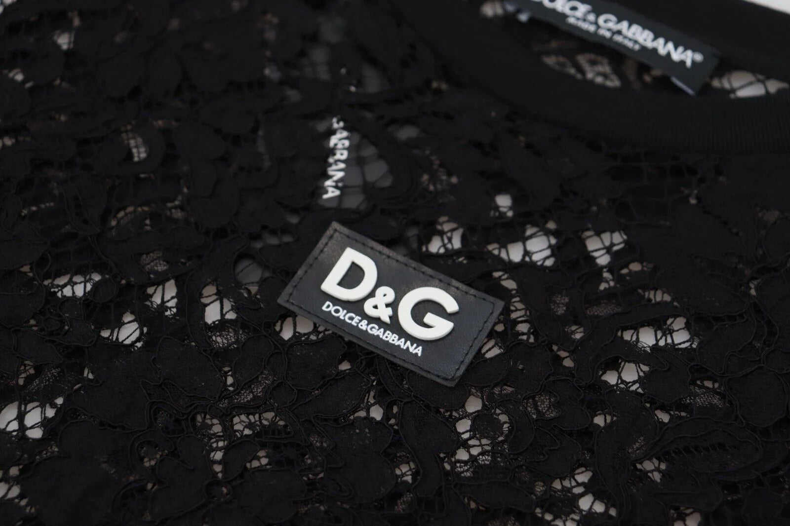 Dolce & Gabbana Black Floral Lace Cotton Shift Mini Dress - IT40|S - Dresses