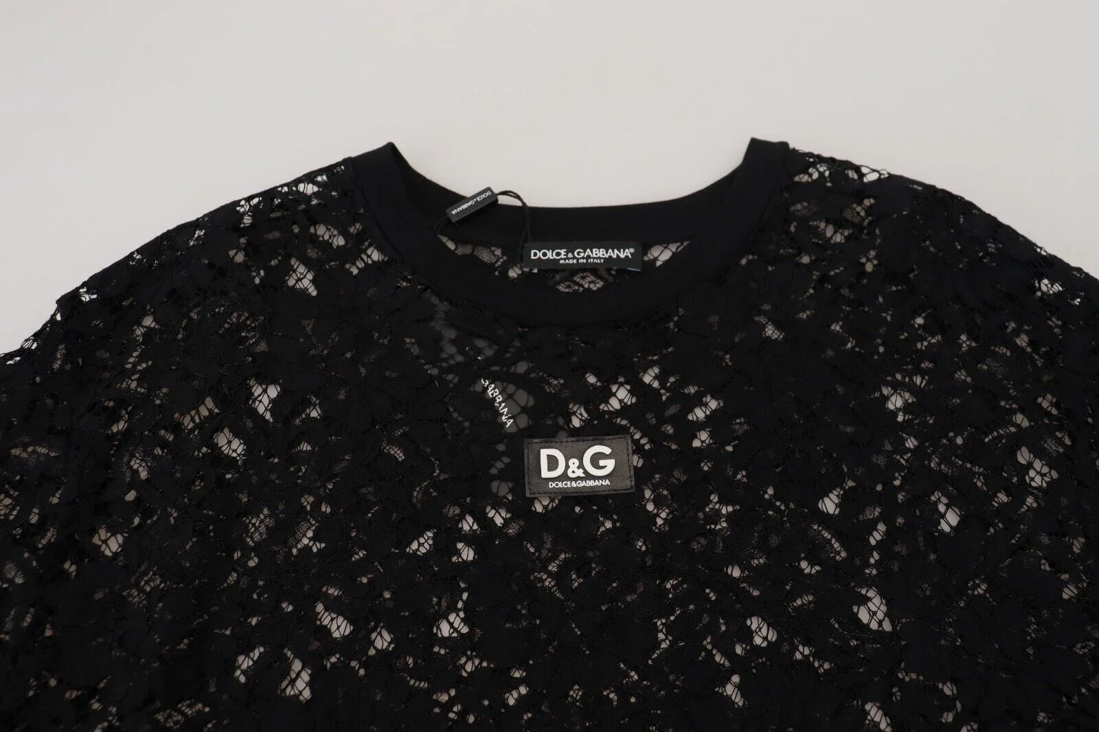 Dolce & Gabbana Black Floral Lace Cotton Shift Mini Dress - IT40|S - Dresses