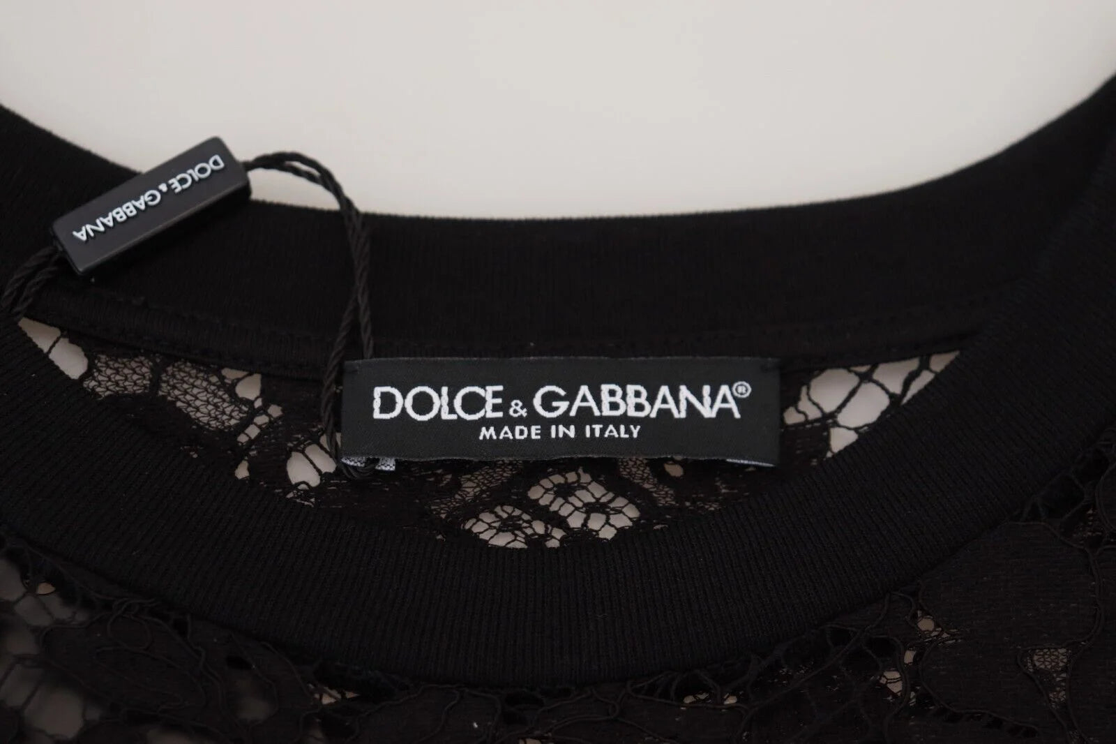 Dolce & Gabbana Black Floral Lace Cotton Shift Mini Dress - IT40|S - Dresses