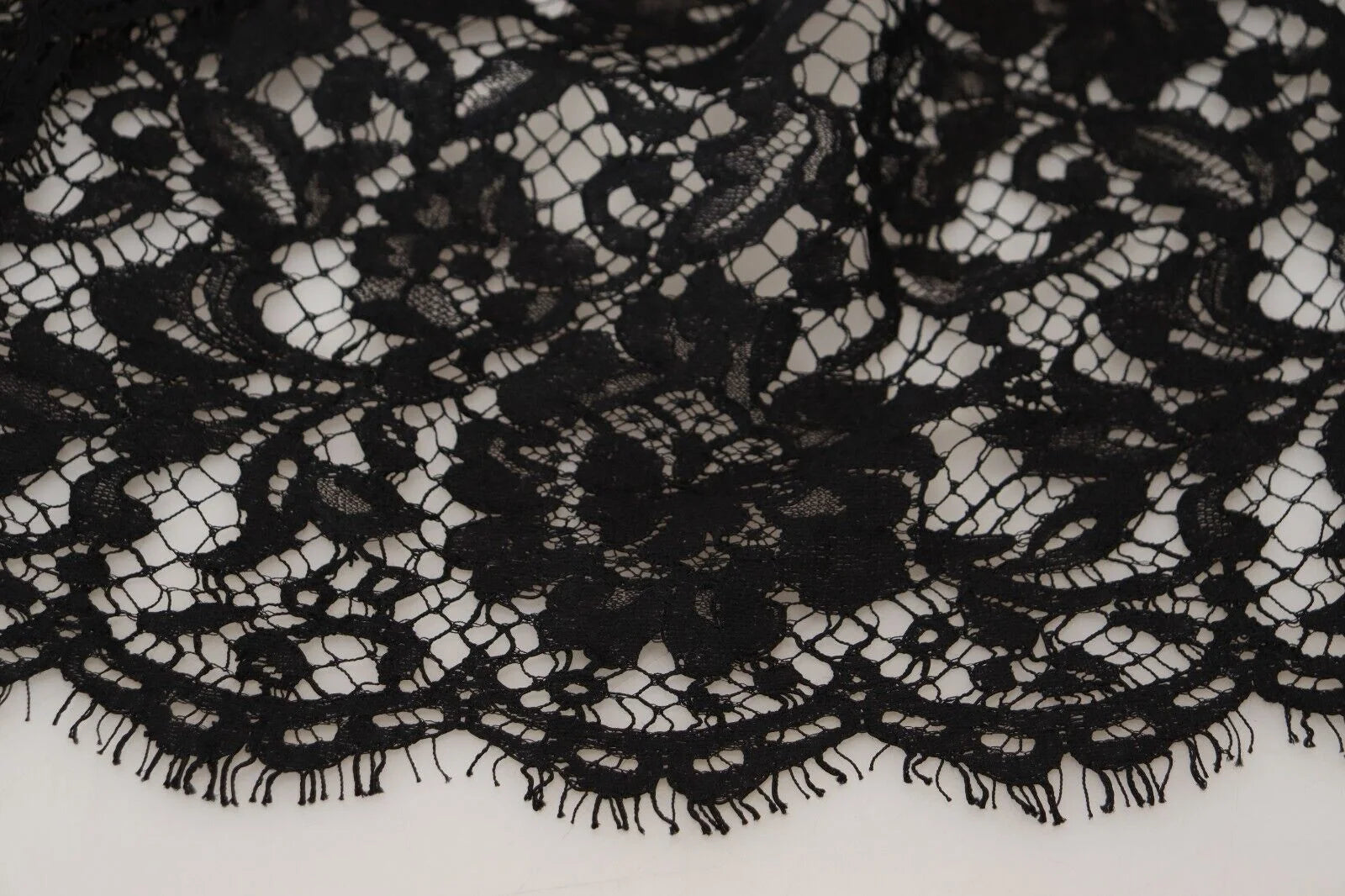 Dolce & Gabbana Black Floral Lace Cotton Shift Mini Dress - IT40|S - Dresses