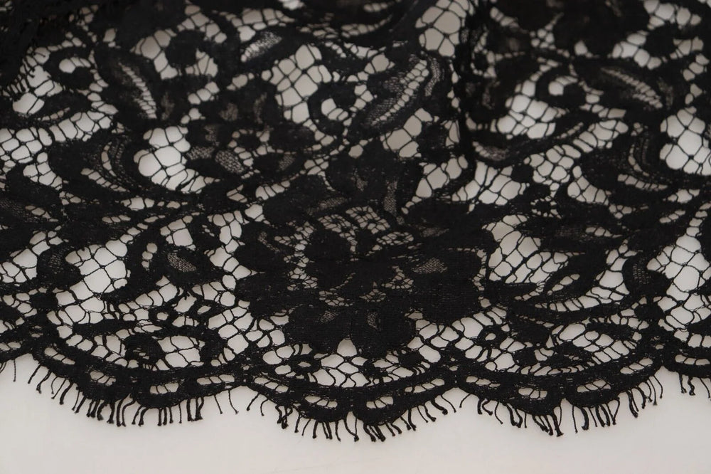 Dolce & Gabbana Black Floral Lace Cotton Shift Mini Dress - IT40|S - Dresses