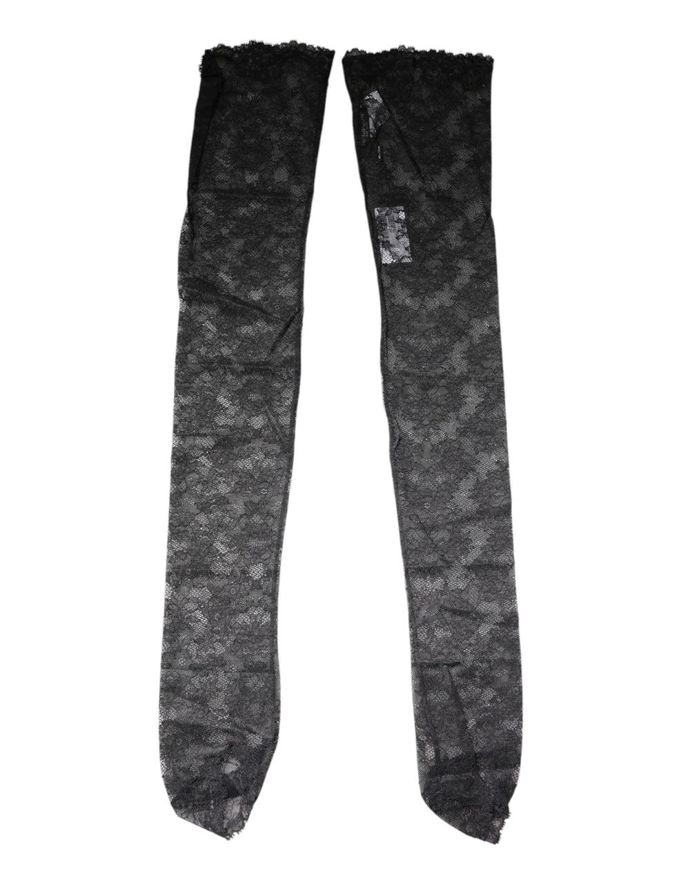 Dolce & Gabbana Black Floral Lace Cotton Stretch Stockings Socks - M - Hosiery