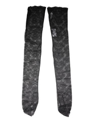 Dolce & Gabbana Black Floral Lace Cotton Stretch Stockings Socks - M - Hosiery