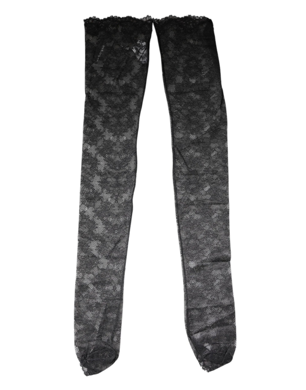 Dolce & Gabbana Black Floral Lace Cotton Stretch Stockings Socks - M - Hosiery