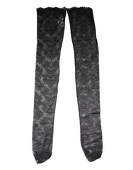 Dolce & Gabbana Black Floral Lace Cotton Stretch Stockings Socks - M - Hosiery