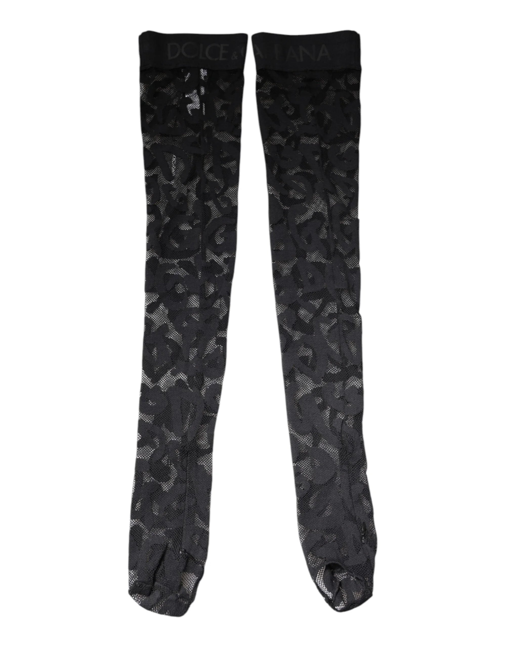 Dolce & Gabbana Black Floral Lace Cotton Stretch Stockings Socks - S - Hosiery