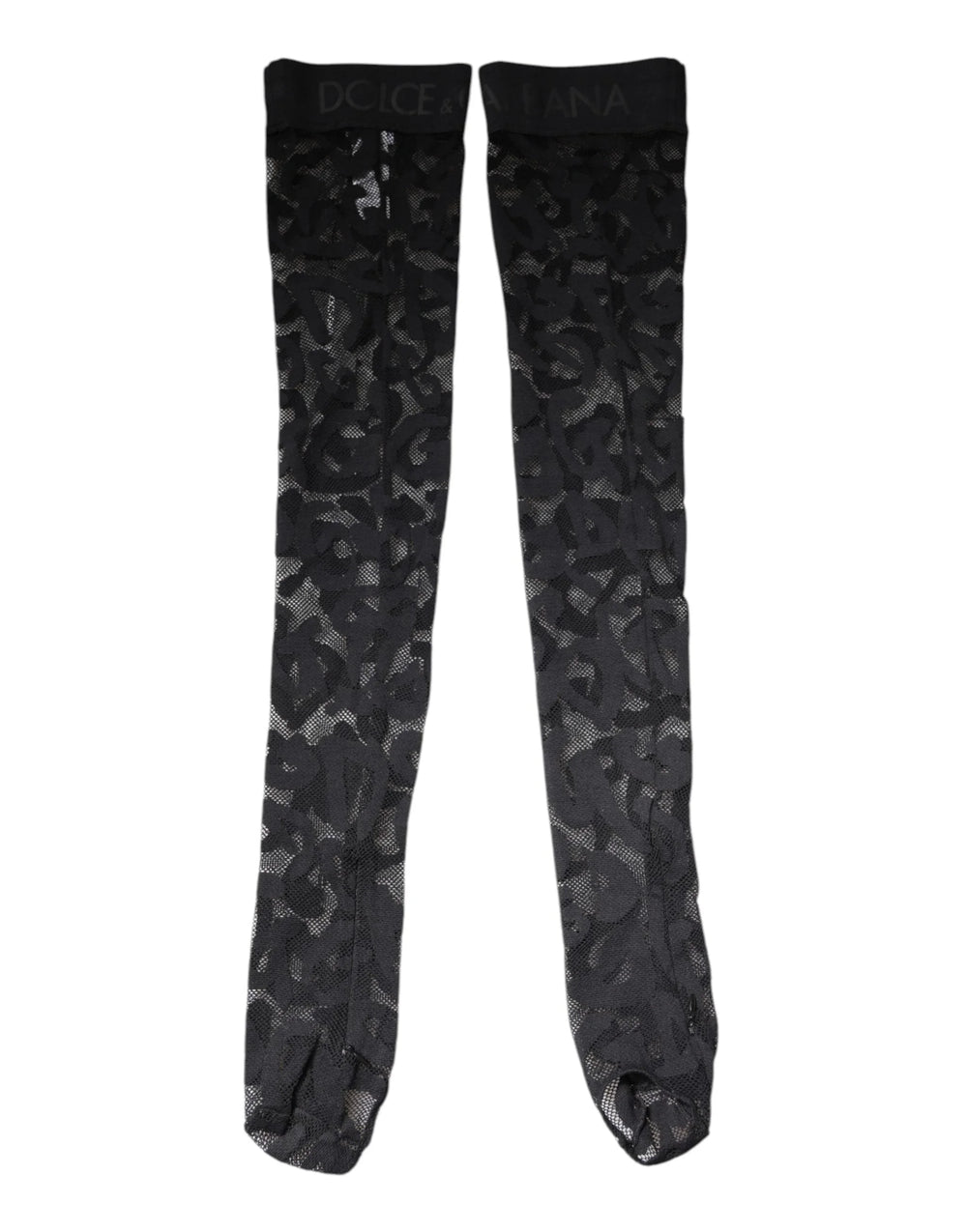 Dolce & Gabbana Black Floral Lace Cotton Stretch Stockings Socks - S - Hosiery