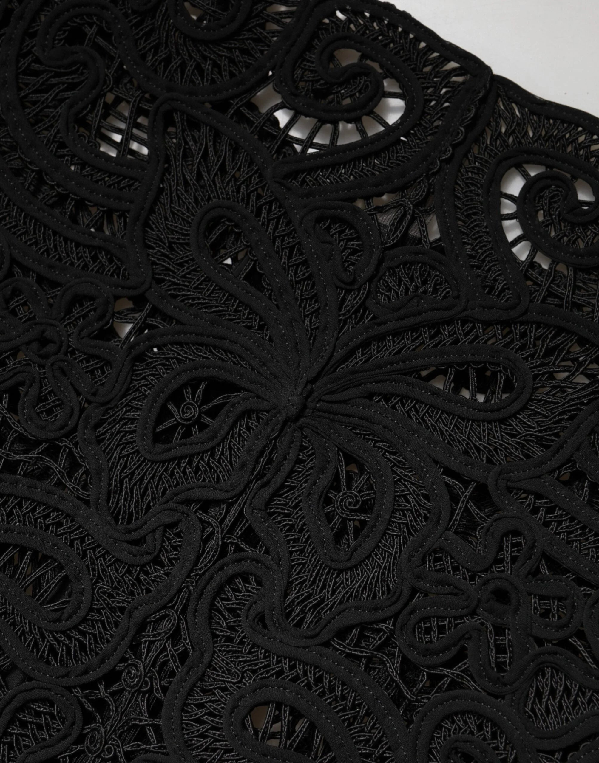 Dolce & Gabbana Black Floral Lace Cropped Coat Jacket - IT36|XXS