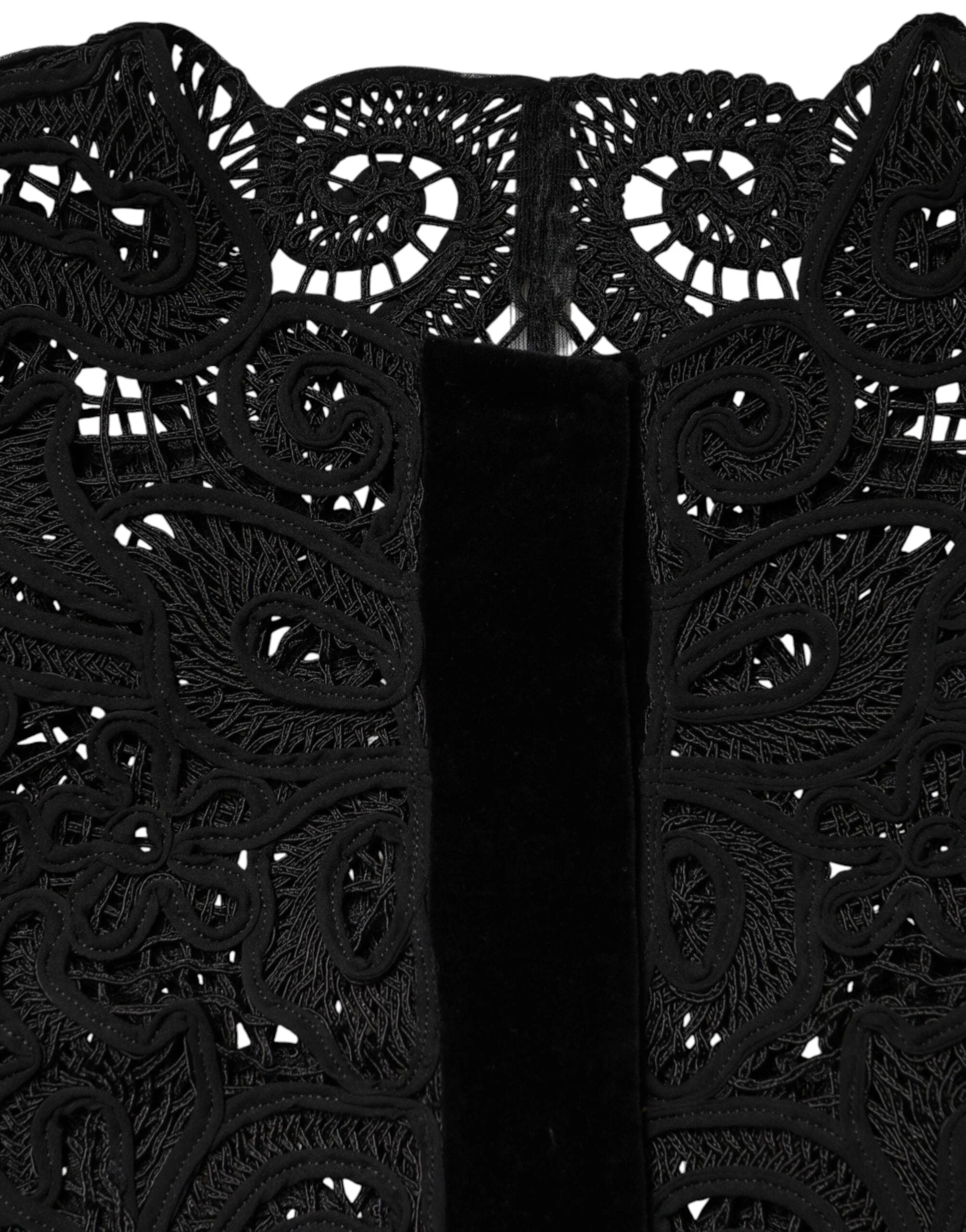 Dolce & Gabbana Black Floral Lace Cropped Coat Jacket - IT36|XXS