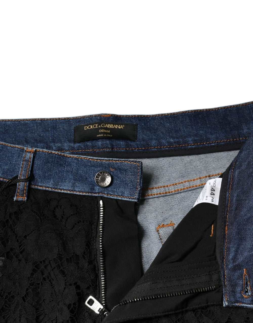 Dolce & Gabbana Black Floral Lace Front Skinny Denim Jeans - IT44 | L - Jeans