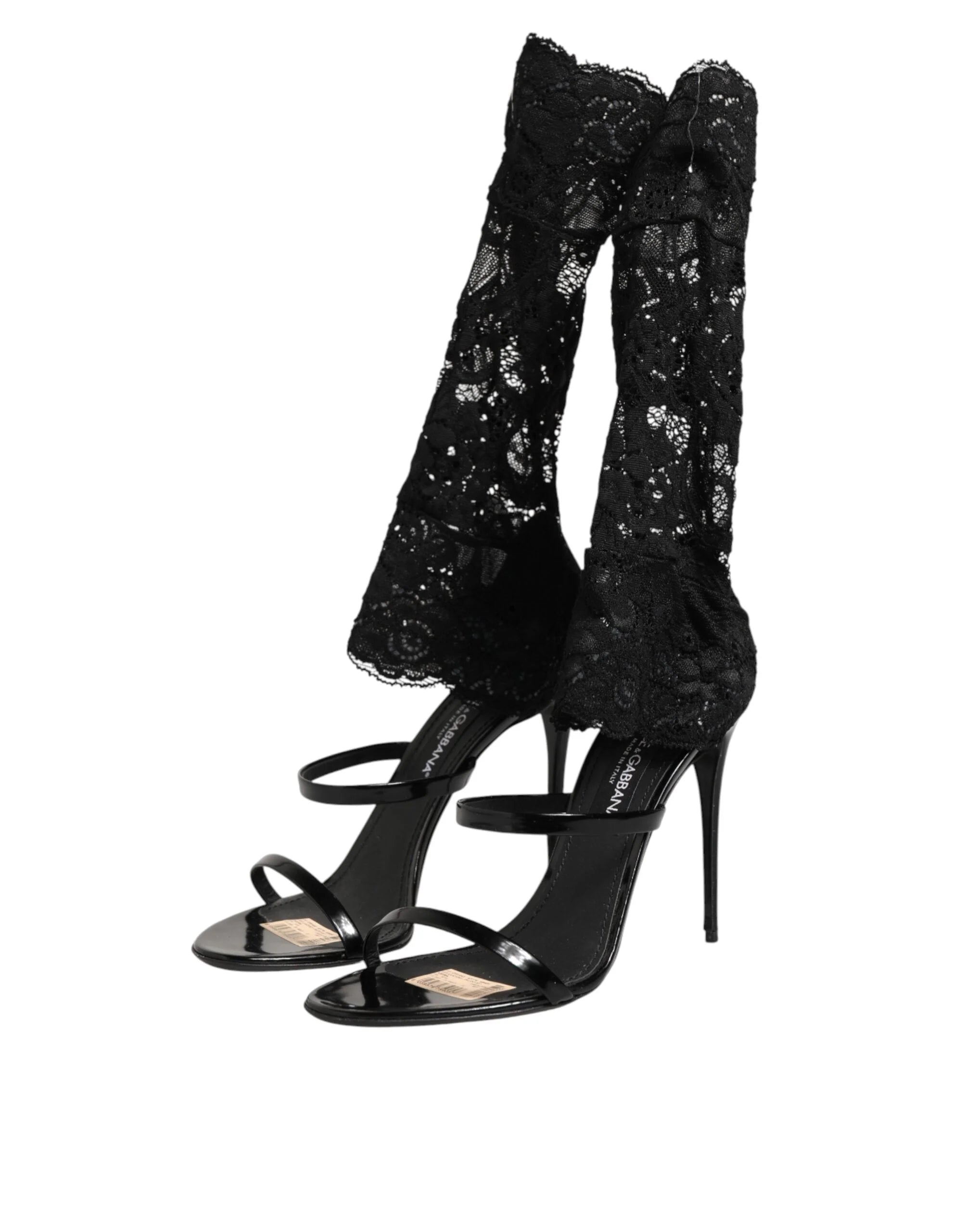 Dolce & Gabbana Black Floral Lace Heels SANDALS Shoes - EU41/US10.5
