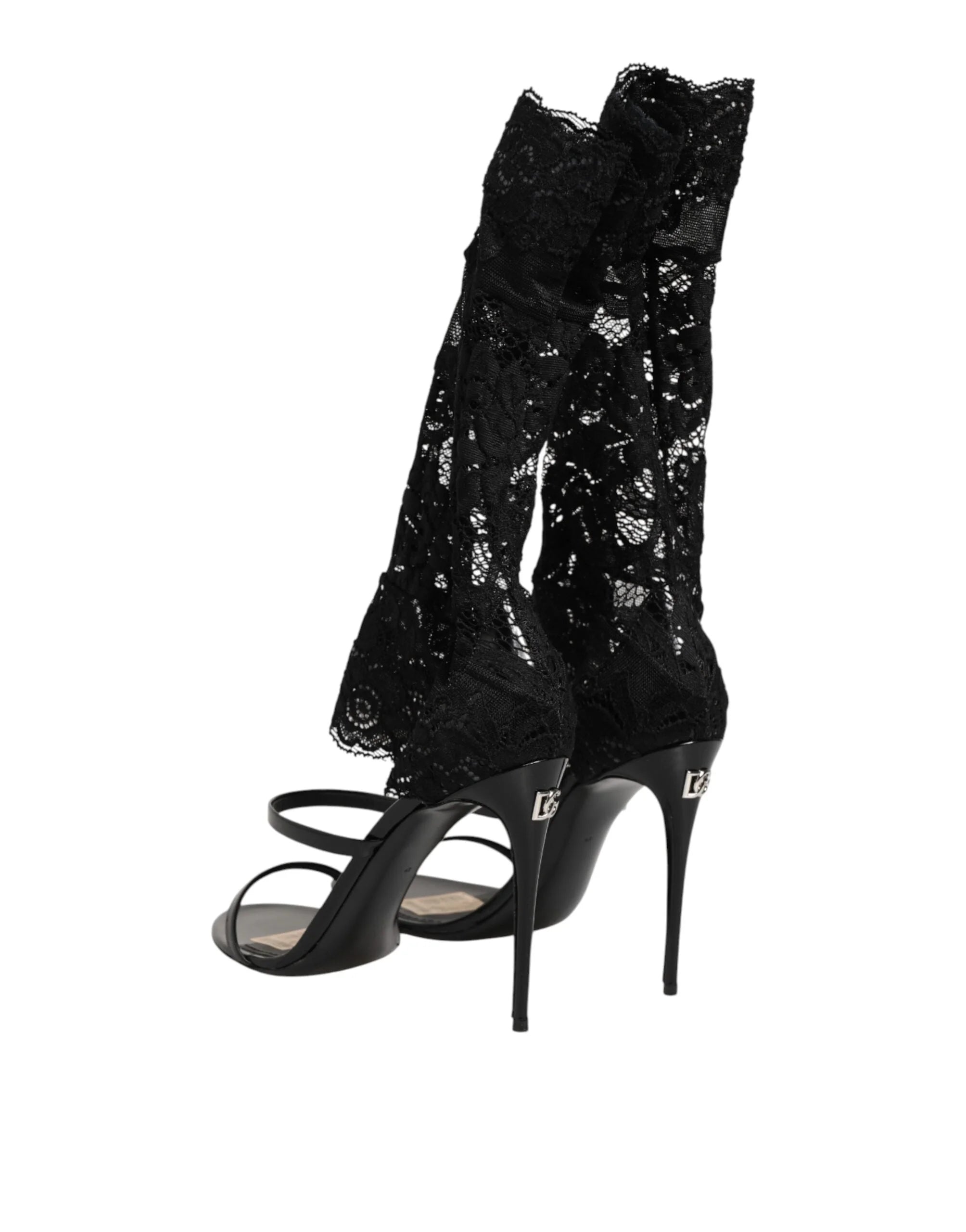 Dolce & Gabbana Black Floral Lace Heels SANDALS Shoes - EU41/US10.5