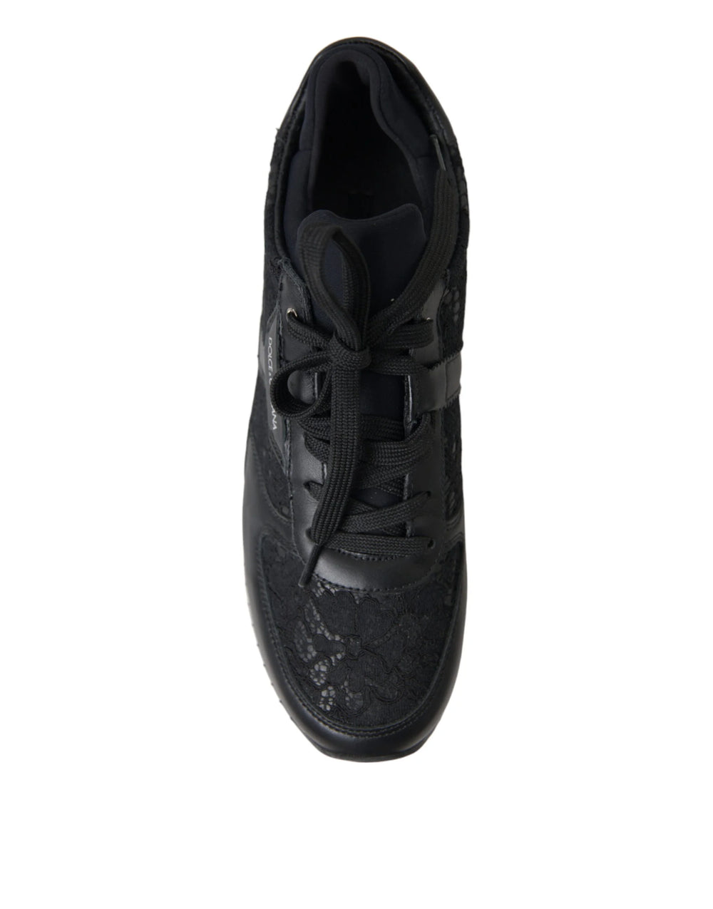 Dolce & Gabbana Black Floral Lace Leather Sneakers Shoes - EU36/US5.5