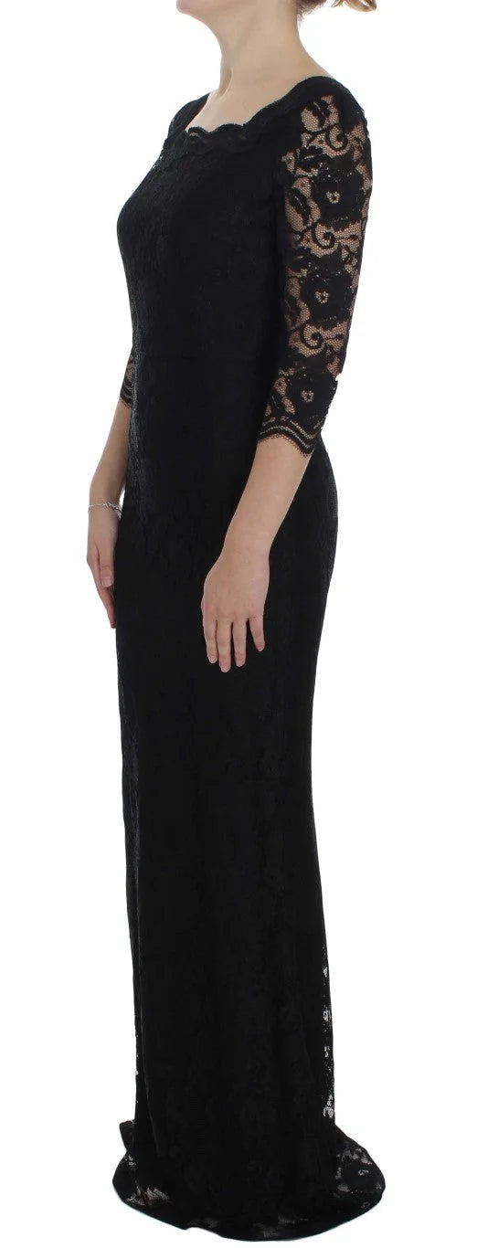 Dolce & Gabbana Black Floral Lace Long Ball Maxi Dress - IT40|S - Dresses