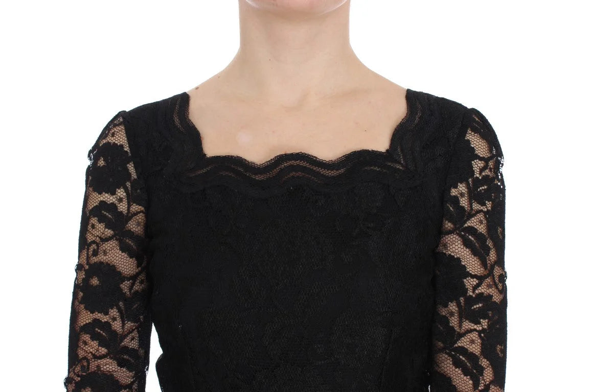 Dolce & Gabbana Black Floral Lace Long Ball Maxi Dress - IT40|S - Dresses