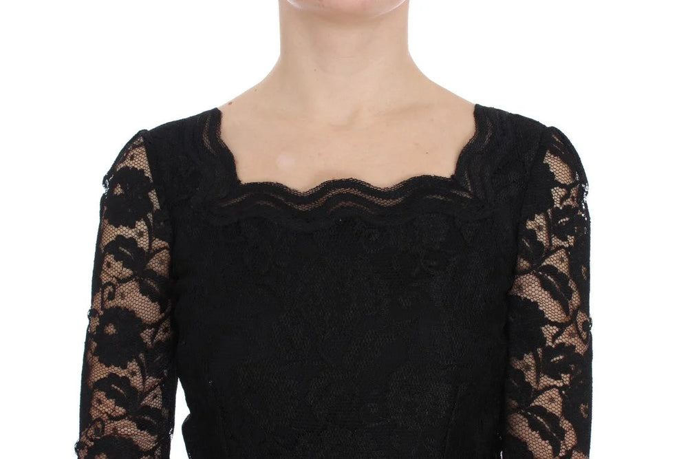 Dolce & Gabbana Black Floral Lace Long Ball Maxi Dress - IT40|S - Dresses