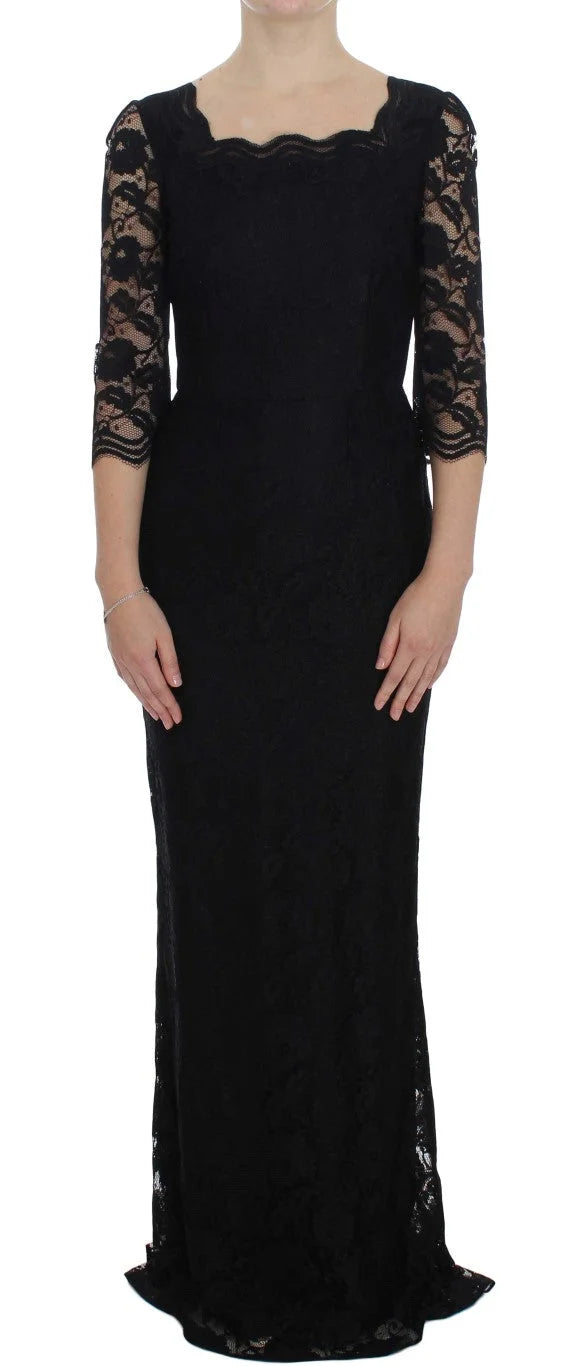 Dolce & Gabbana Black Floral Lace Long Ball Maxi Dress - IT40|S - Dresses