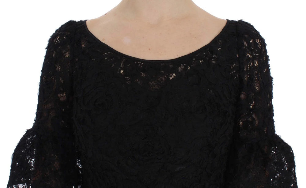 Dolce & Gabbana Black Floral Lace Long Bodycon Maxi Dress - Dresses