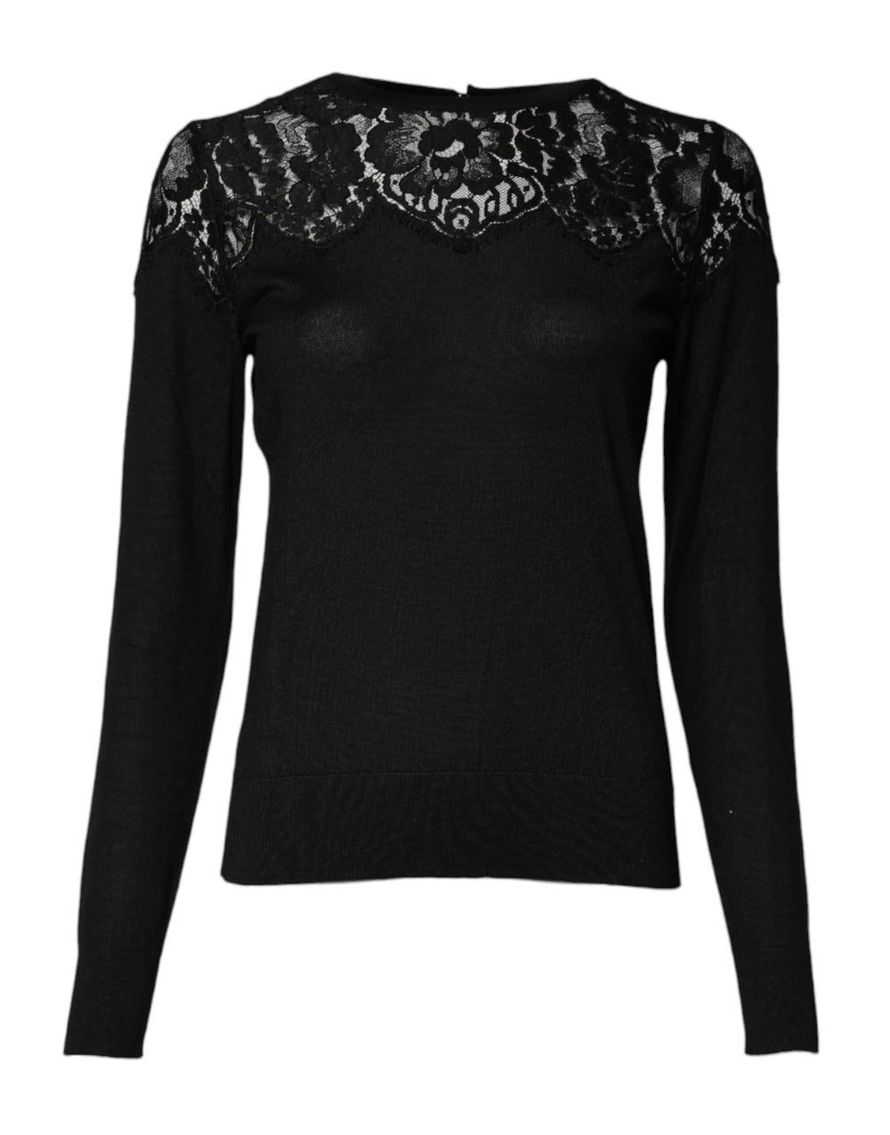 Dolce & Gabbana Black Floral Lace Long Sleeves Blouse Top - IT36|XXS - Blouses