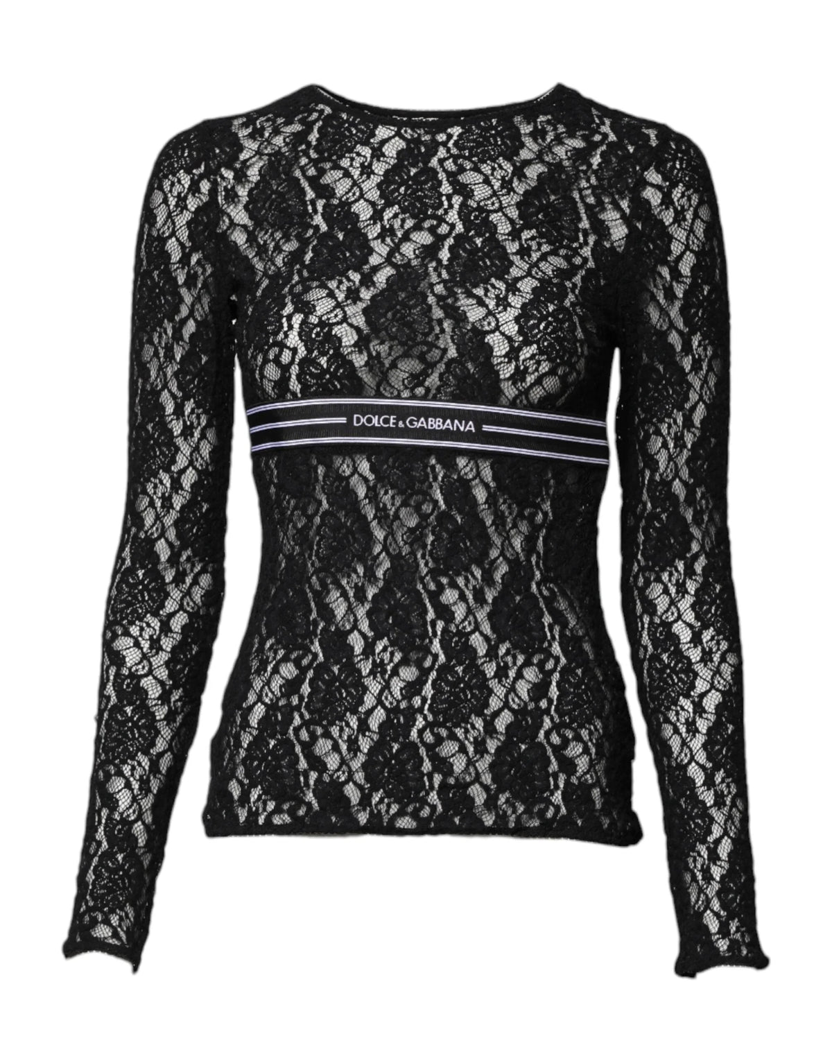 Dolce & Gabbana Black Floral Lace Long Sleeves Pullover Top - IT40|S - Blouses