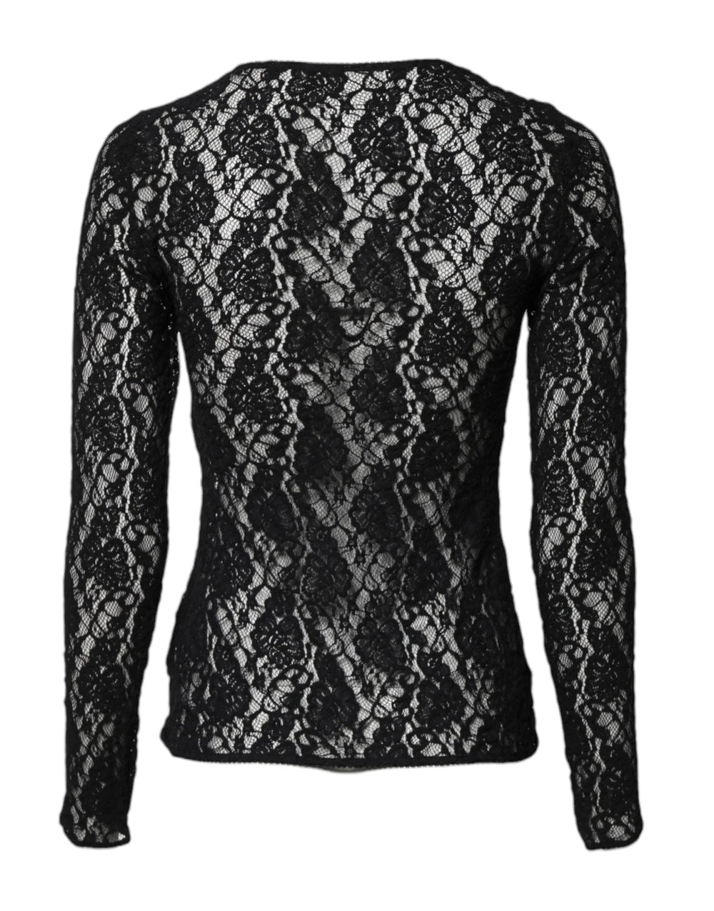 Dolce & Gabbana Black Floral Lace Long Sleeves Pullover Top - IT40|S - Blouses