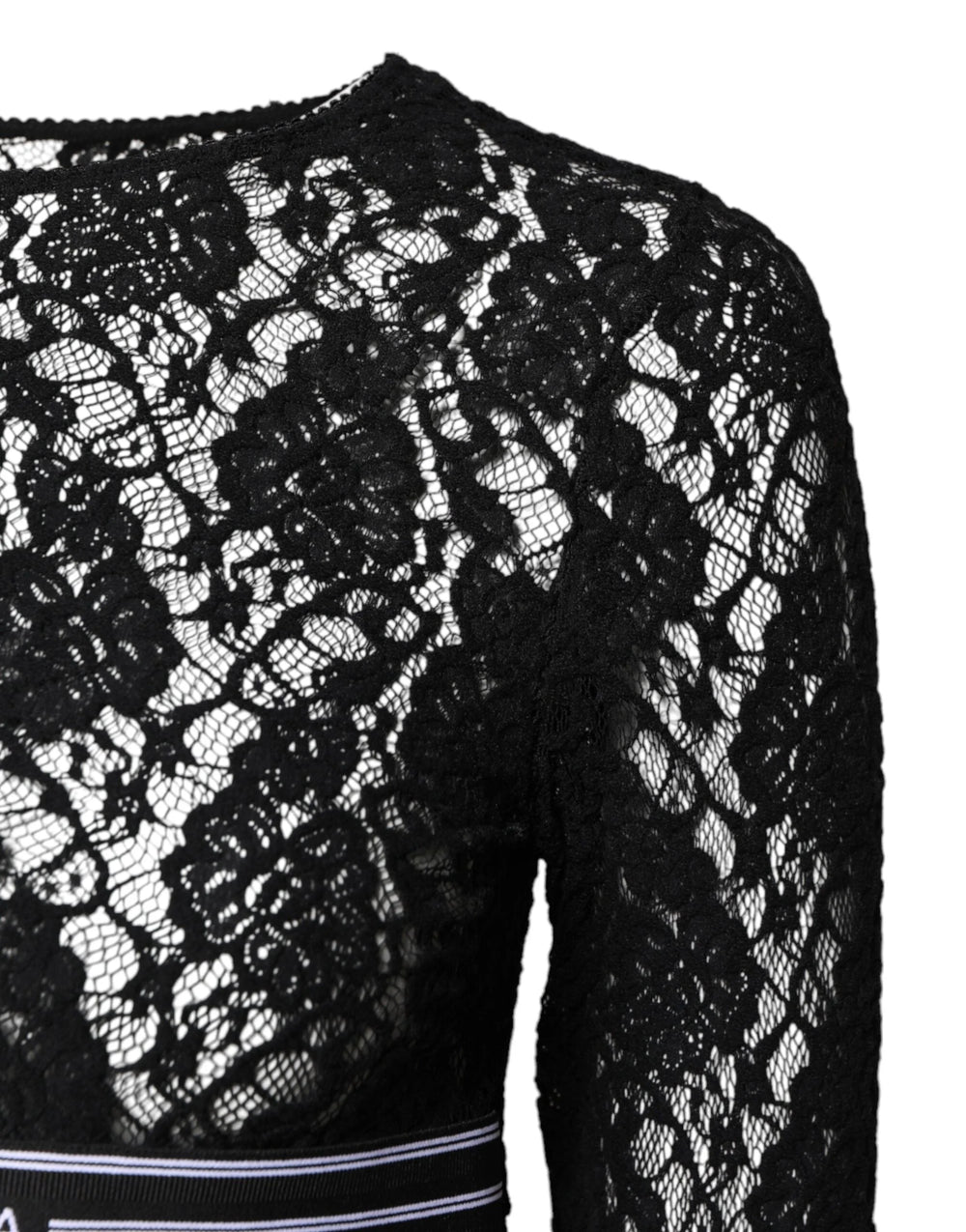 Dolce & Gabbana Black Floral Lace Long Sleeves Pullover Top - IT40|S - Blouses