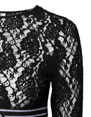 Dolce & Gabbana Black Floral Lace Long Sleeves Pullover Top - IT40|S - Blouses
