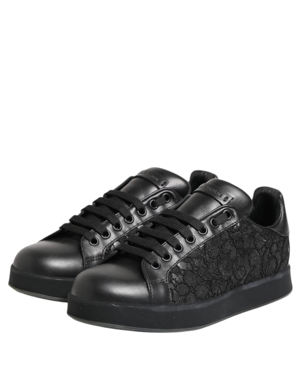 Dolce & Gabbana Black Floral Lace Low Top Sneakers Shoes - EU35/US4.5 - Sneakers
