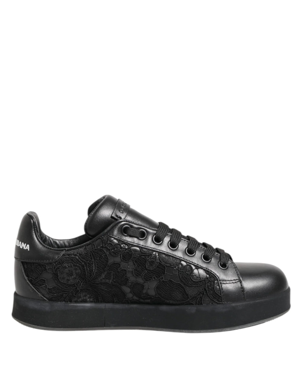 Dolce & Gabbana Black Floral Lace Low Top Sneakers Shoes - EU35/US4.5 - Sneakers