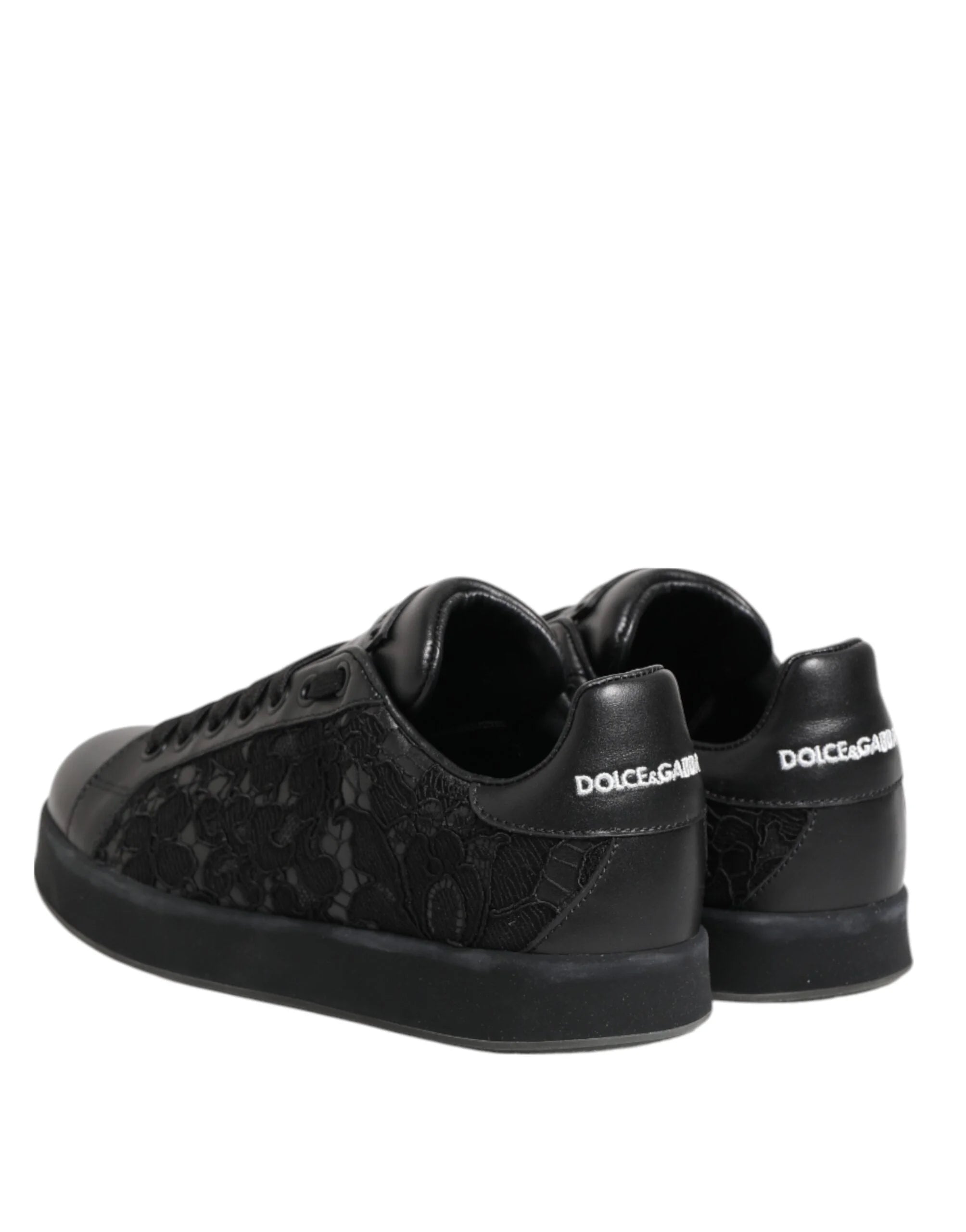 Dolce & Gabbana Black Floral Lace Low Top Sneakers Shoes - EU35/US4.5 - Sneakers