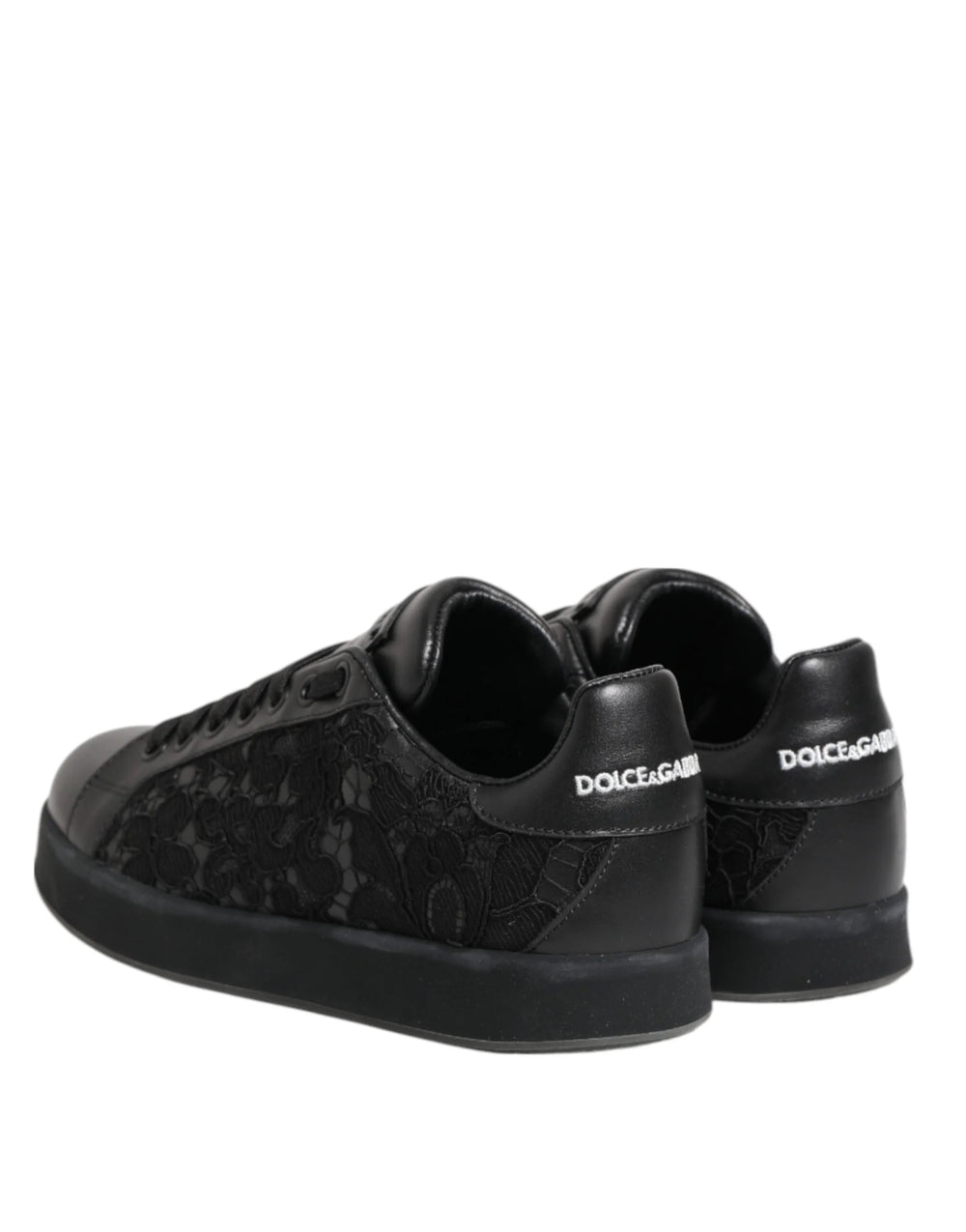 Dolce & Gabbana Black Floral Lace Low Top Sneakers Shoes - EU35/US4.5 - Sneakers