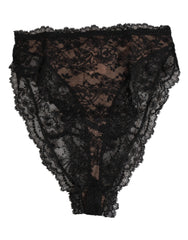 Dolce & Gabbana Black Floral Lace Mesh High Brief Panty Underwear - IT2 | S - Briefs