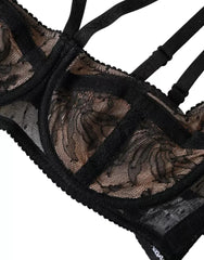 Dolce & Gabbana Black Floral Lace Nylon Balconcino Bra Underwear - IT2 | S - Bras