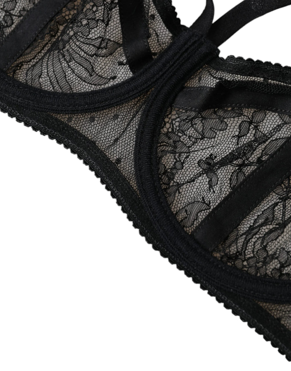 Dolce & Gabbana Black Floral Lace Nylon Balconcino Bra Underwear - IT2 | S - Bras