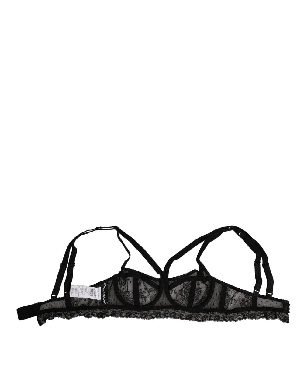 Dolce & Gabbana Black Floral Lace Nylon Balconcino Bra Underwear - IT2 | S - Bras