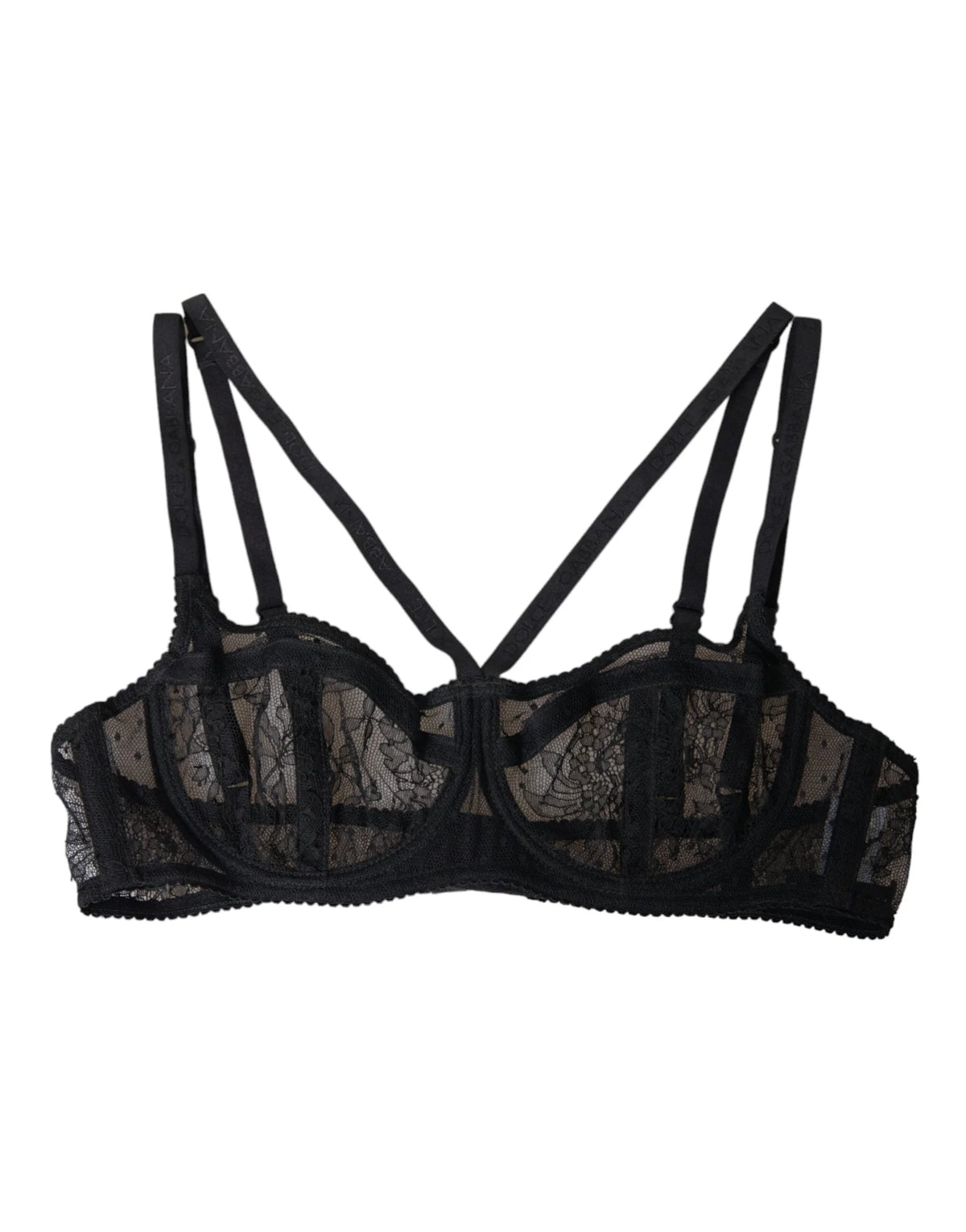 Dolce & Gabbana Black Floral Lace Nylon Balconcino Bra Underwear - IT2 | S - Bras