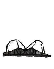 Dolce & Gabbana Black Floral Lace Nylon Balconcino Bra Underwear - IT2 | S - Bras