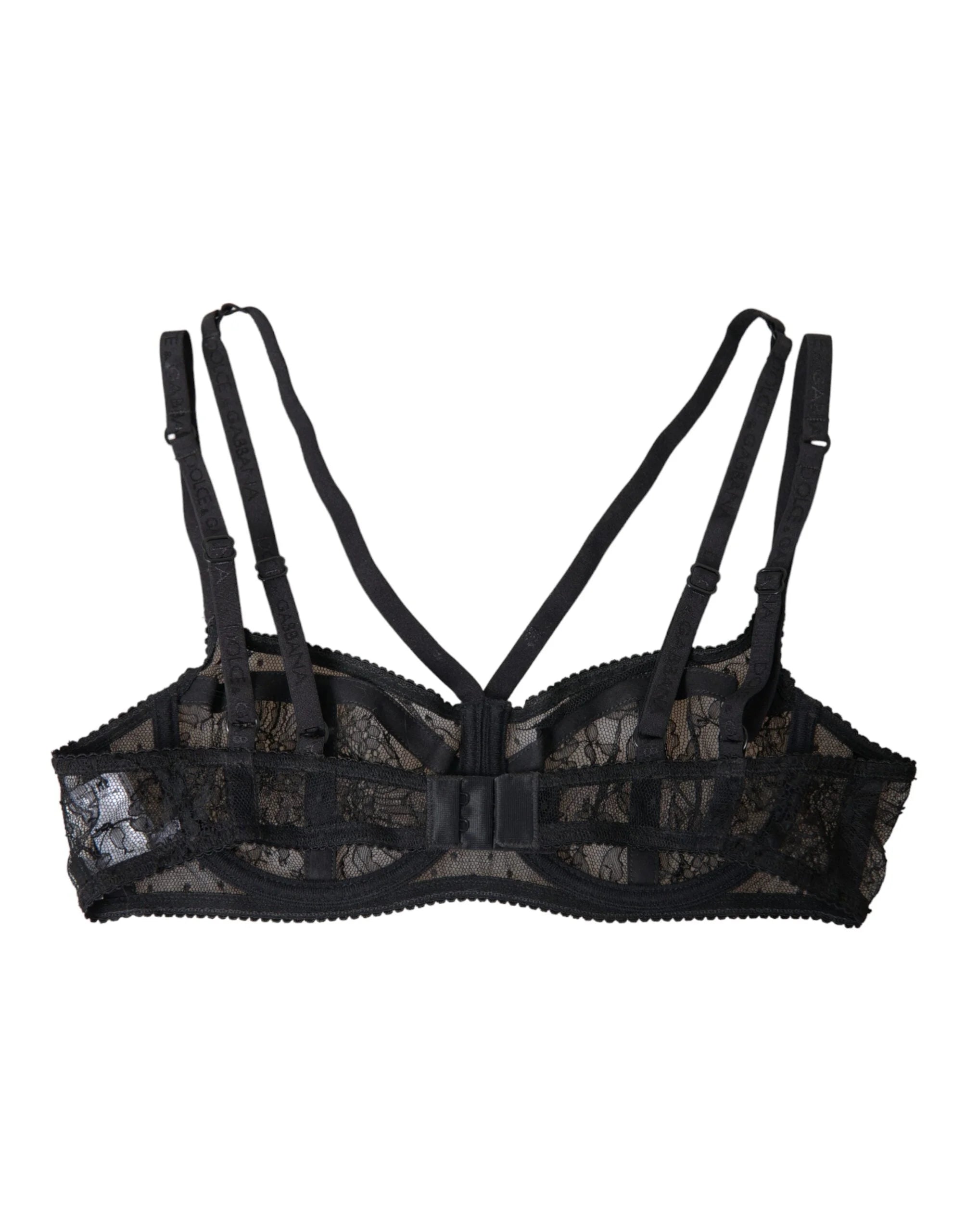 Dolce & Gabbana Black Floral Lace Nylon Balconcino Bra Underwear - IT2 | S - Bras