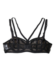 Dolce & Gabbana Black Floral Lace Nylon Balconcino Bra Underwear - IT2 | S - Bras
